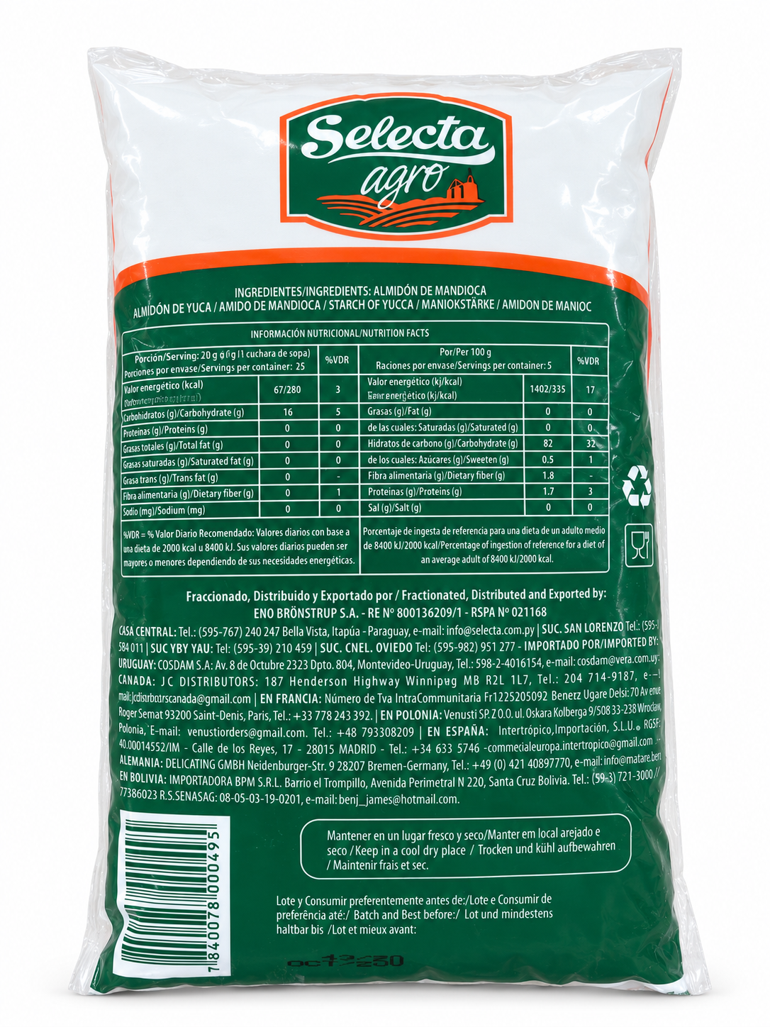 Almidon de yuca - mandioca SELECTA 500 grms