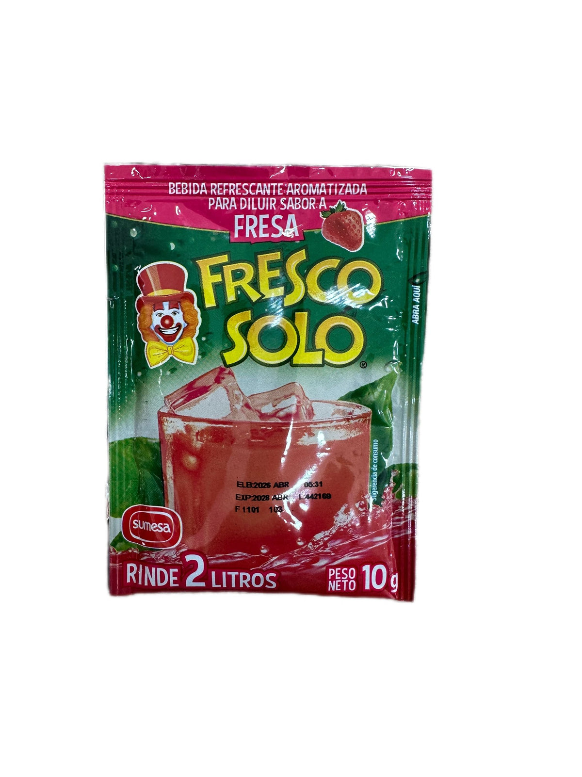 Mezcla en polvo para bebida instantánea sabor fresa Fresco Solo 10g