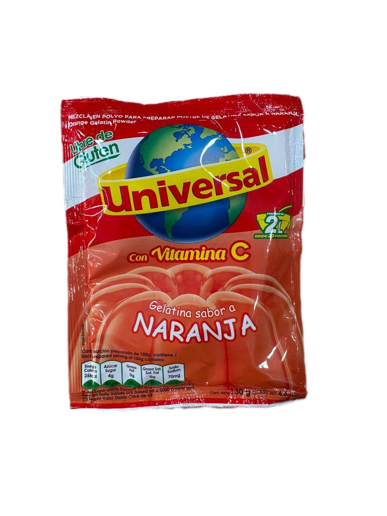Mezcla en polvo para gelatina sabor naranja Universal 130g