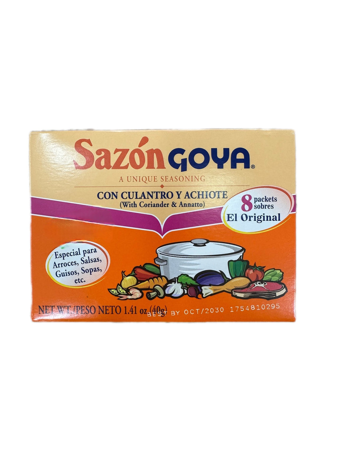 Sazon Goya con culantro y achiote 40g 8 sobres
