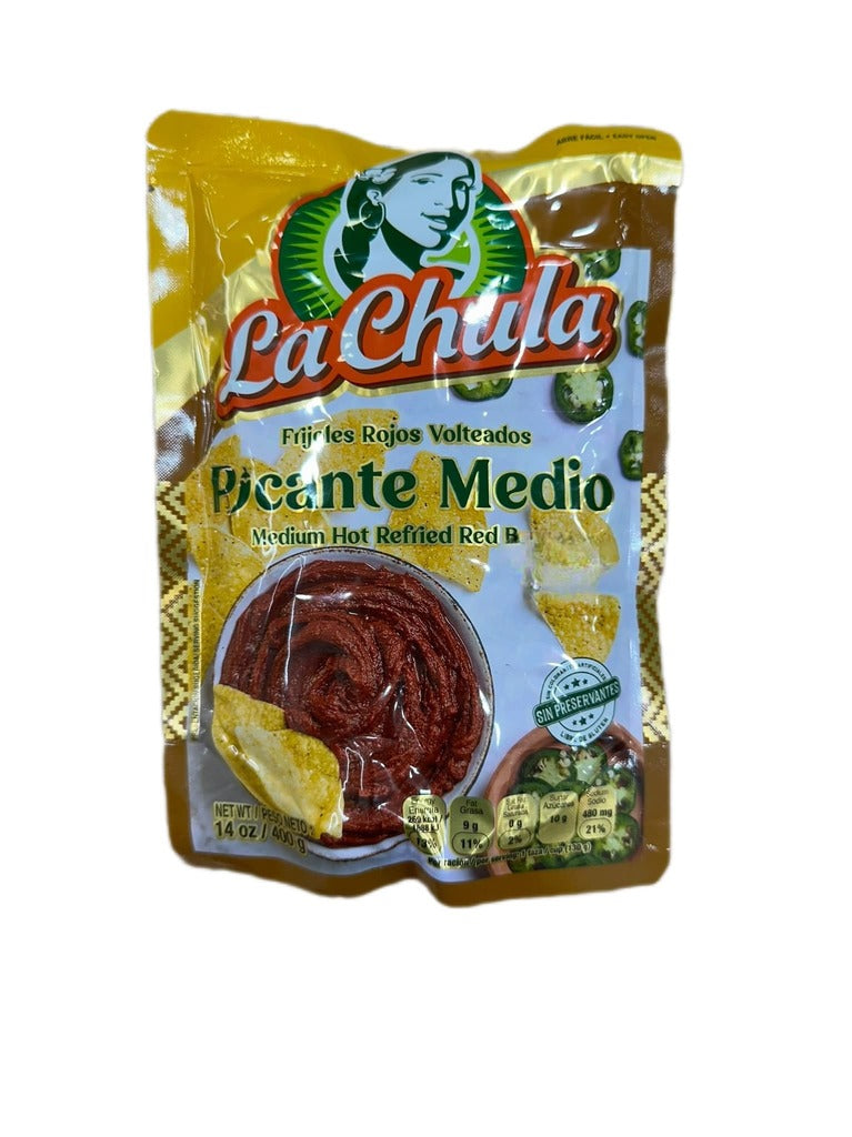 Frijoles rojos volteados picante medio La Chula 400g