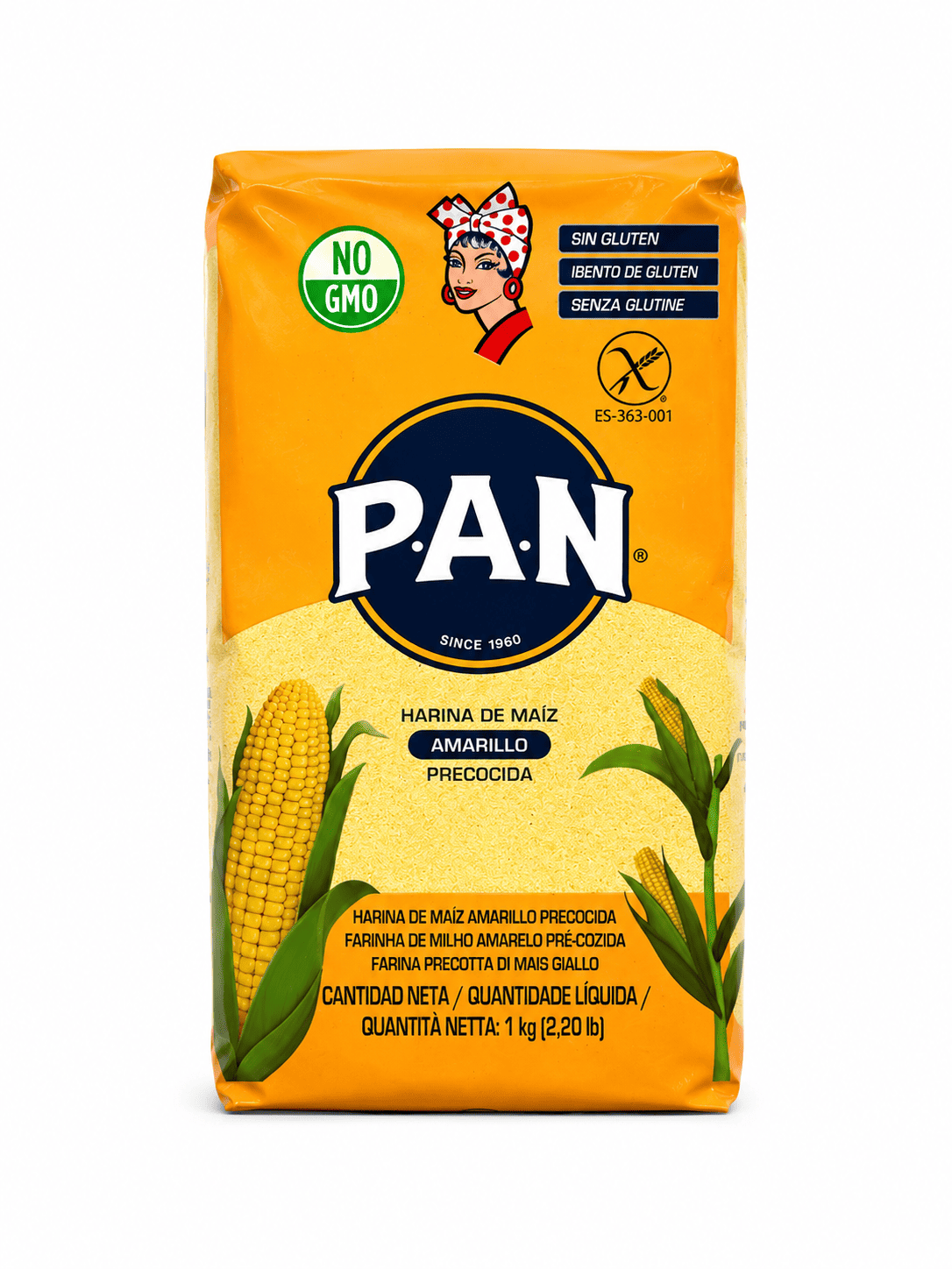 Harina de maiz amarillo/blanco Pan